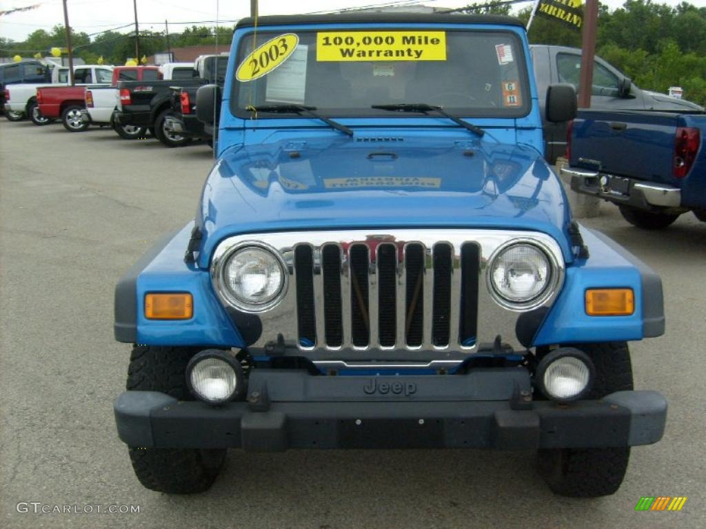 2003 Wrangler Sport 4x4 - Intense Blue Pearl / Dark Slate Gray photo #8