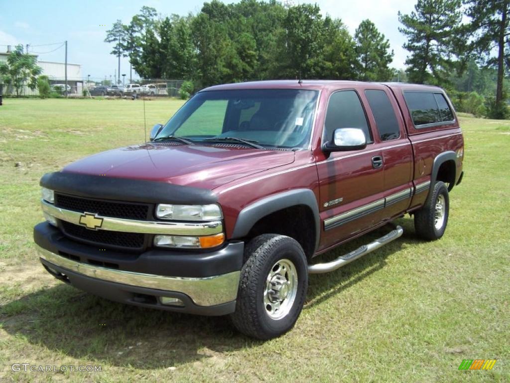 2002 Dark Carmine Red Metallic Chevrolet Silverado 2500 LS Extended Cab 4x4 35283627 Photo 3