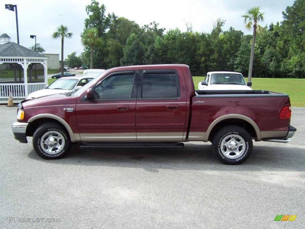 2003 F150 Lariat SuperCrew - Burgundy Red Metallic / Medium Parchment Beige photo #8