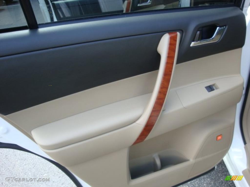 2009 Highlander Limited 4WD - Blizzard White Pearl / Sand Beige photo #16