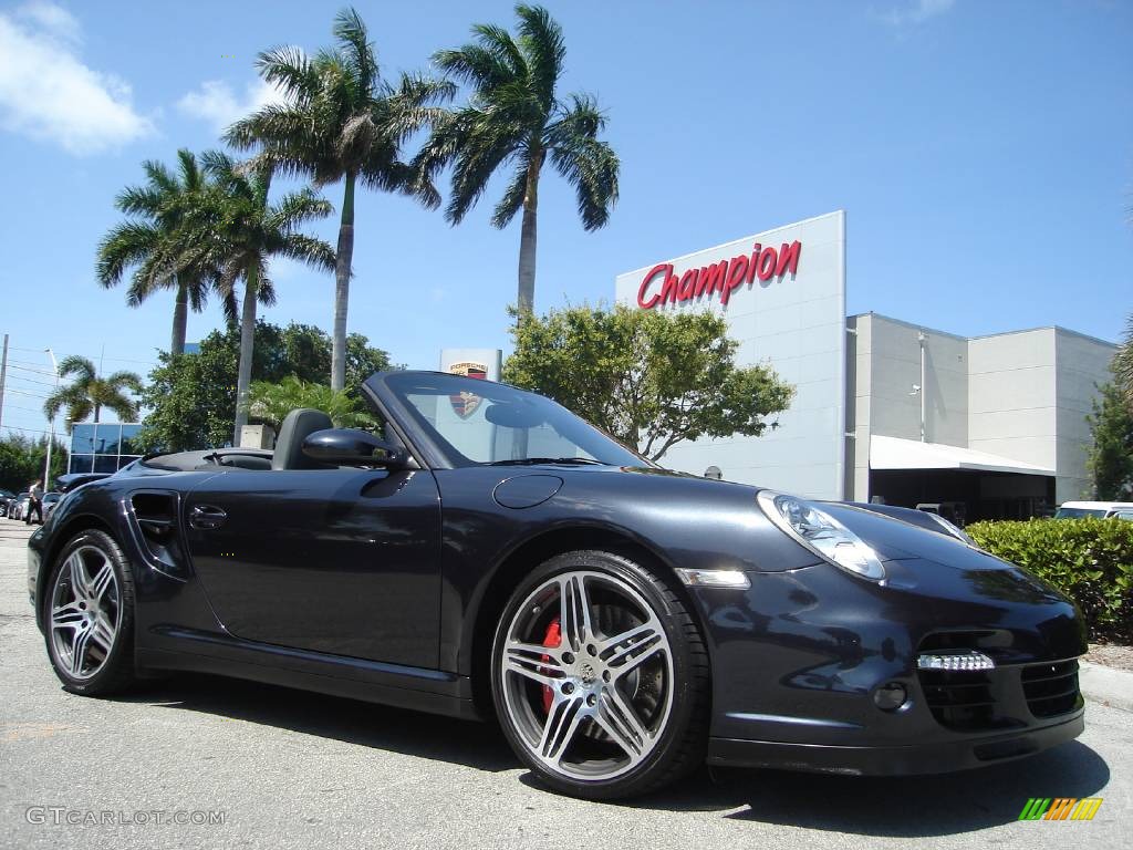 2008 911 Turbo Cabriolet - Atlas Grey Metallic / Black/Stone Grey photo #1
