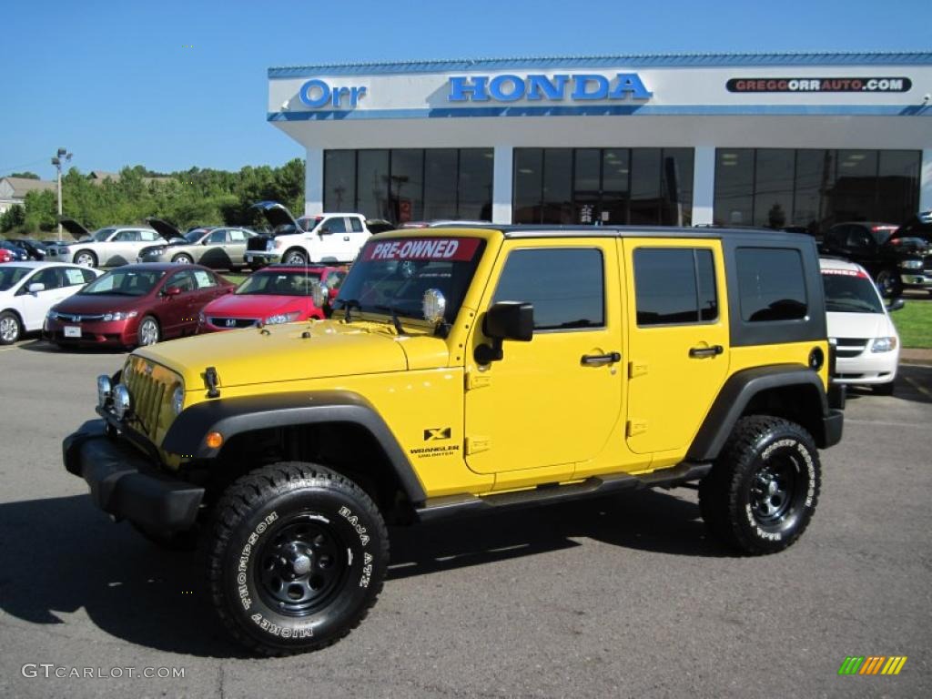 2008 Wrangler Unlimited X - Detonator Yellow / Dark Slate Gray/Med Slate Gray photo #1