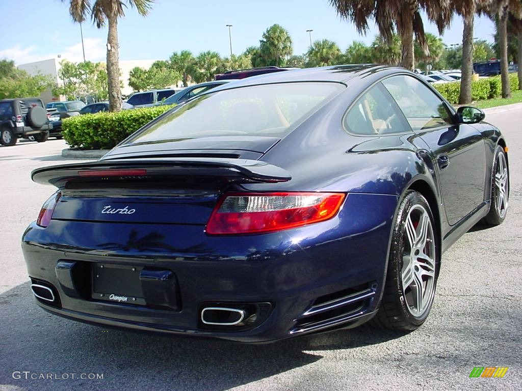 2008 911 Turbo Coupe - Midnight Blue Metallic / Sand Beige photo #3