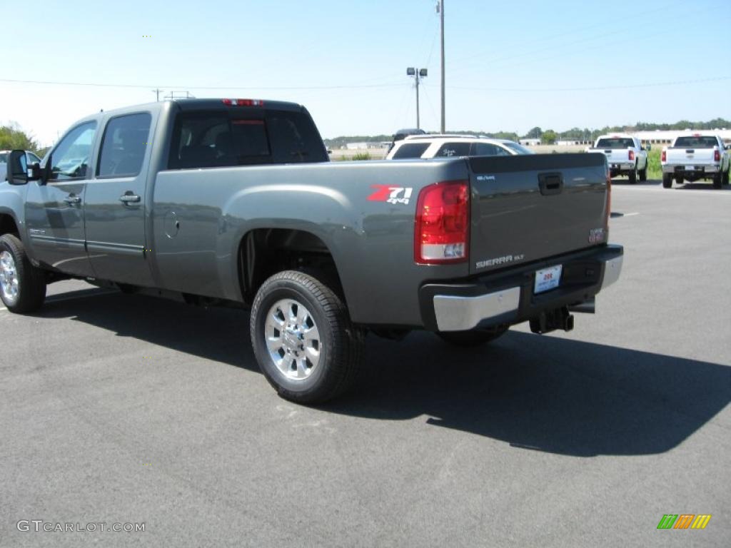 2011 Sierra 3500HD SLT Crew Cab 4x4 - Gray Green Metallic / Dark Titanium/Light Titanium photo #7