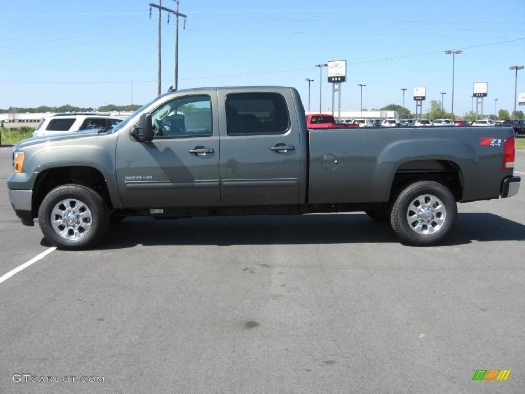 2011 Sierra 3500HD SLT Crew Cab 4x4 - Gray Green Metallic / Dark Titanium/Light Titanium photo #8