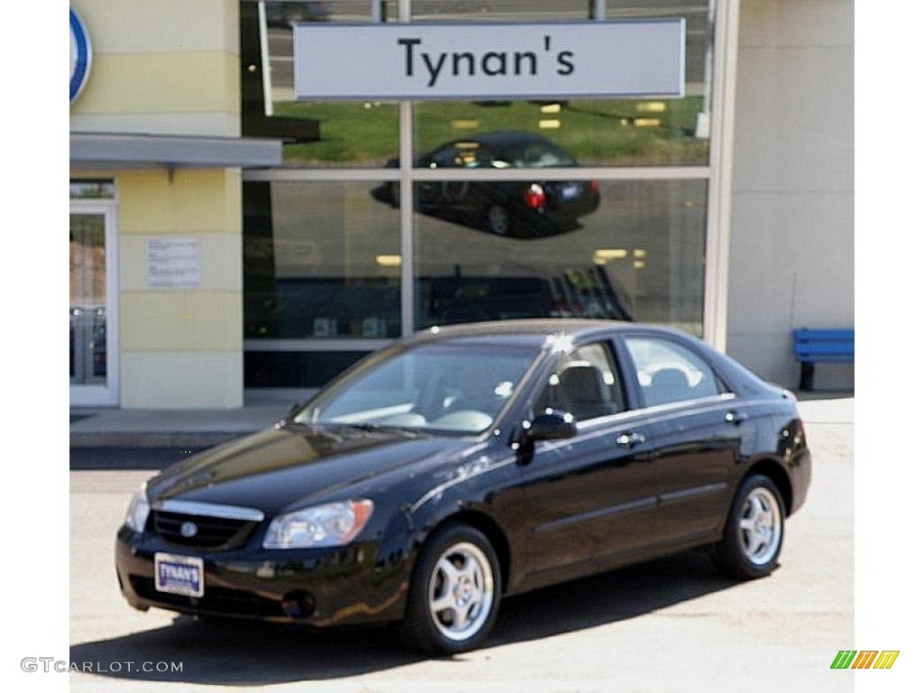 2006 Spectra EX Sedan - Ebony Black / Gray photo #1