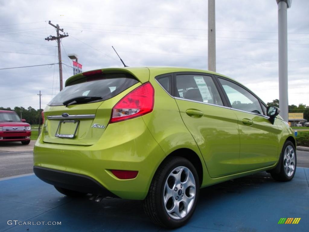 2011 Fiesta SES Hatchback - Lime Squeeze Metallic / Charcoal Black Leather photo #3