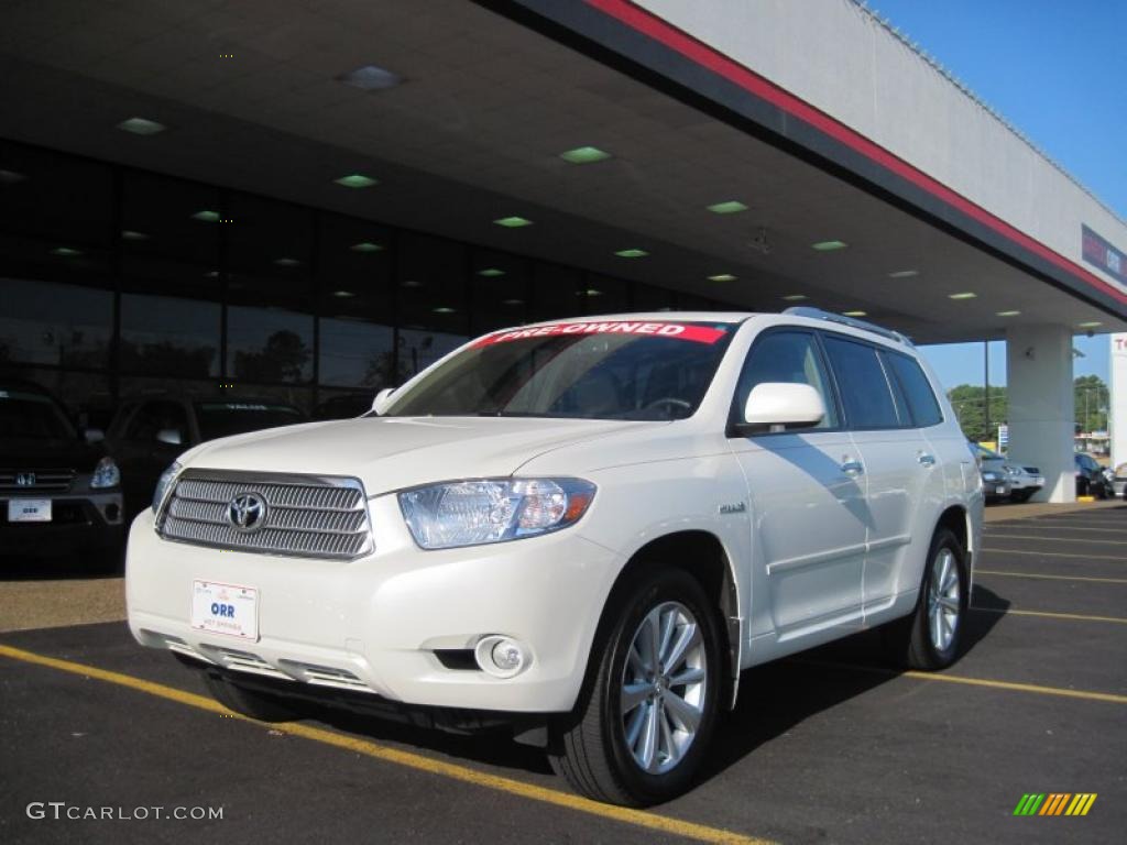 2008 Highlander Hybrid Limited 4WD - Blizzard White Pearl / Sand Beige photo #1