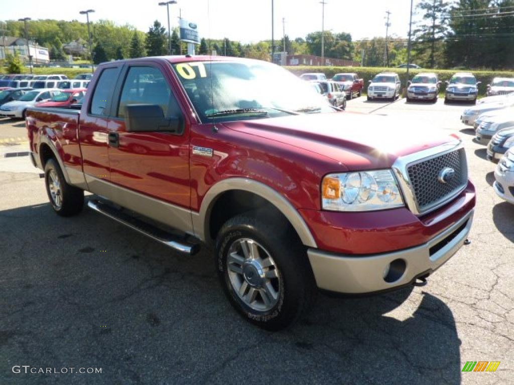 2007 F150 Lariat SuperCab 4x4 - Redfire Metallic / Black photo #6