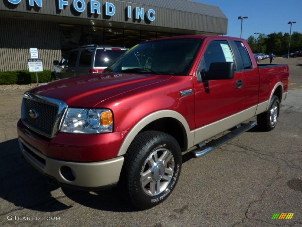 2007 F150 Lariat SuperCab 4x4 - Redfire Metallic / Black photo #8