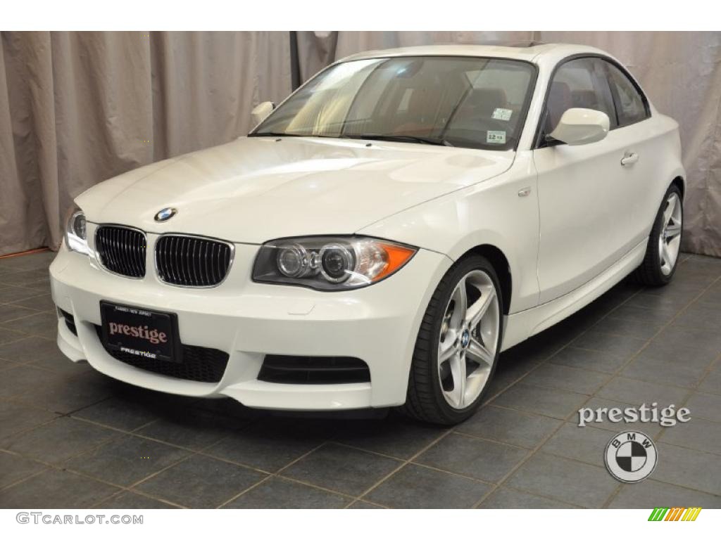 2010 1 Series 135i Coupe - Alpine White / Coral Red Boston Leather photo #1