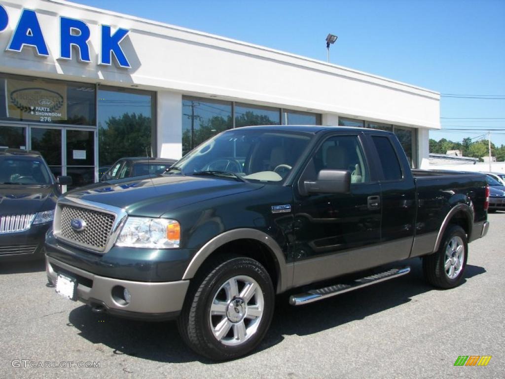 2006 F150 Lariat SuperCab 4x4 - Aspen Green Metallic / Tan photo #2