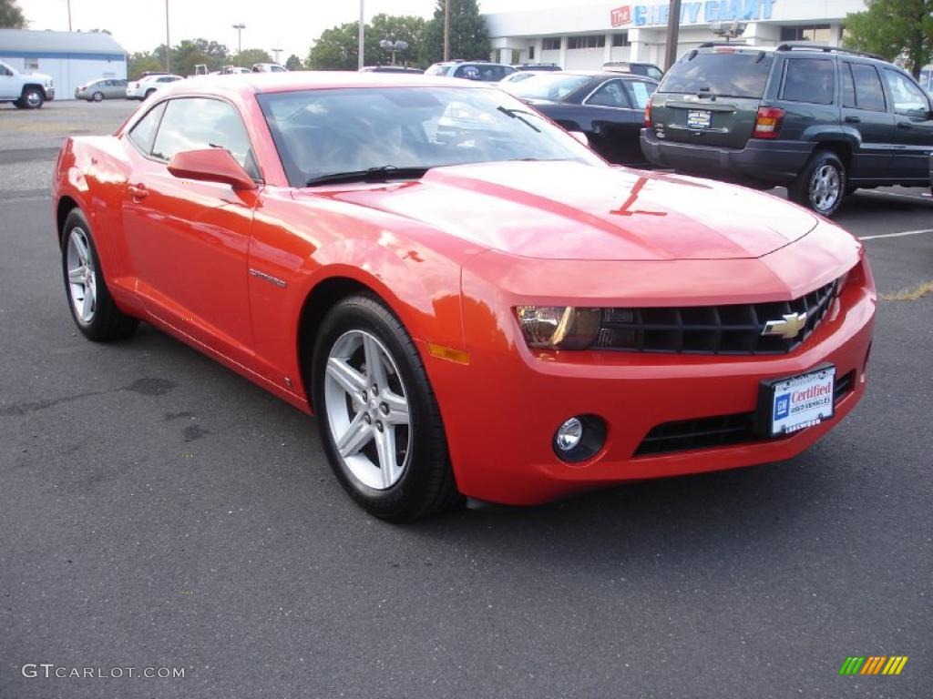 2010 Camaro LT Coupe - Inferno Orange Metallic / Gray photo #3