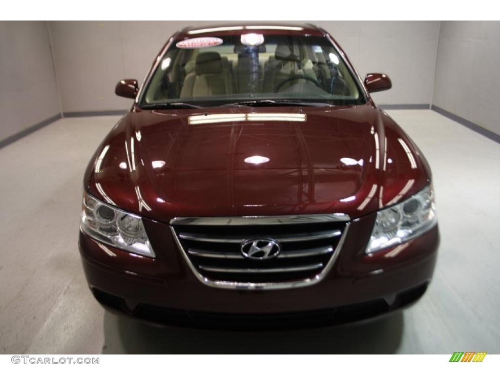 2009 Sonata GLS - Dark Cherry Red / Camel photo #2