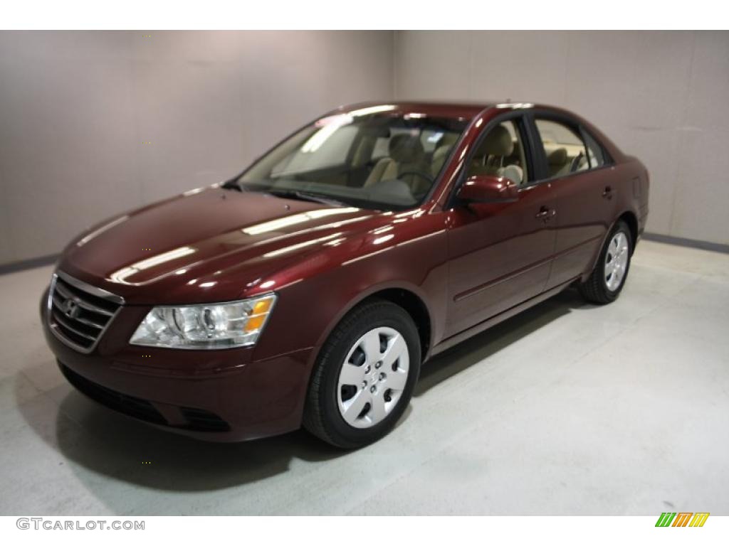 2009 Sonata GLS - Dark Cherry Red / Camel photo #3