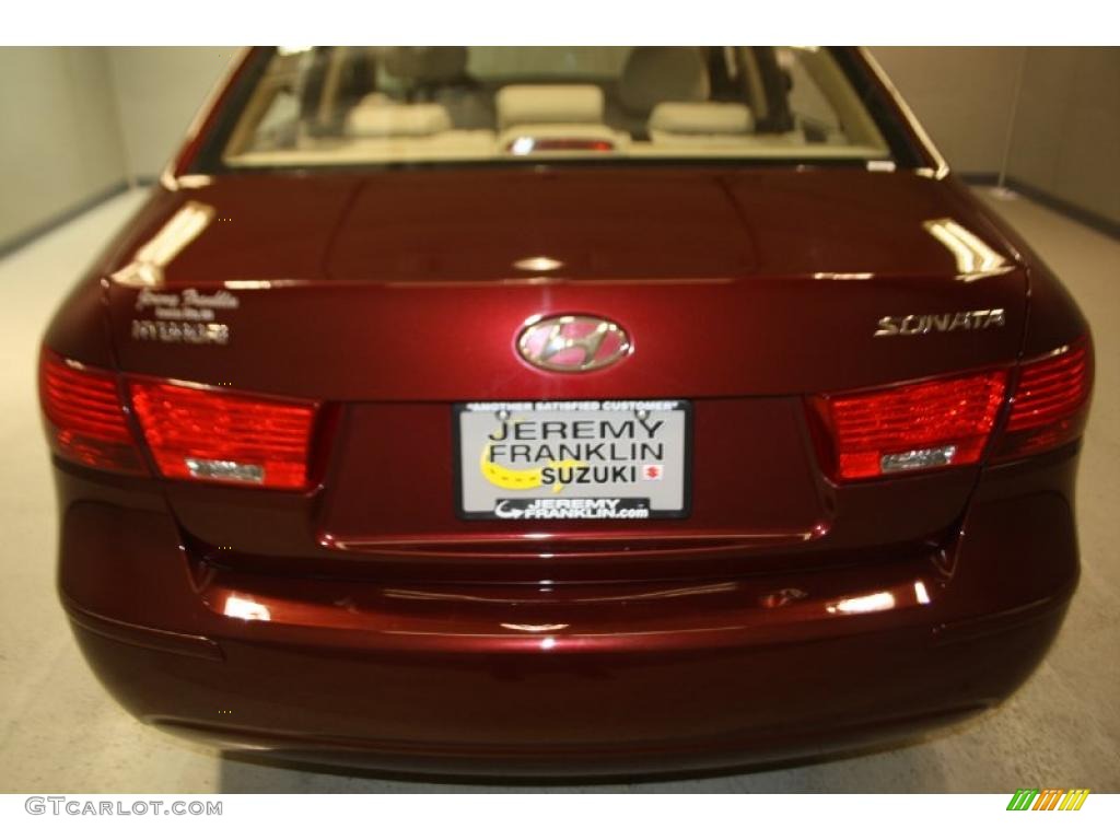 2009 Sonata GLS - Dark Cherry Red / Camel photo #5