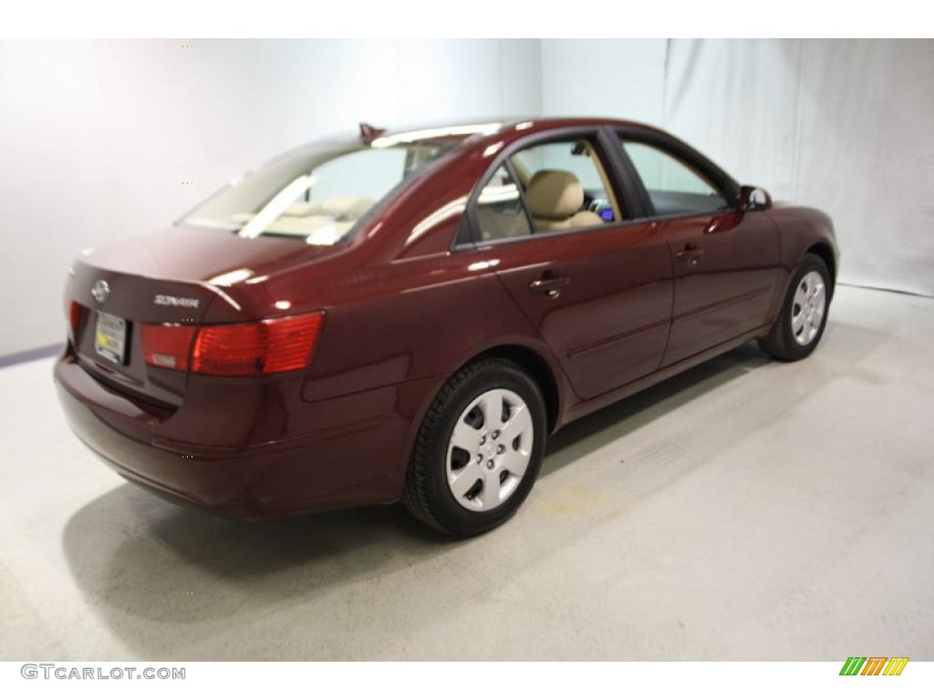 2009 Sonata GLS - Dark Cherry Red / Camel photo #6
