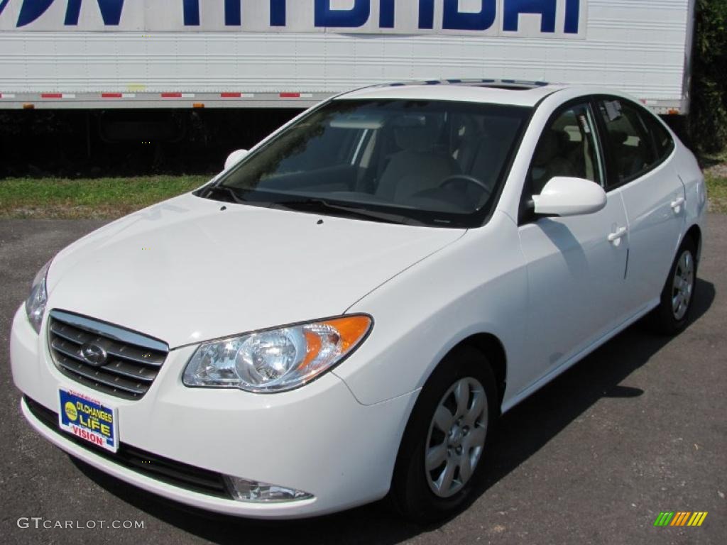 2009 Elantra GLS Sedan - Captiva White / Beige photo #1