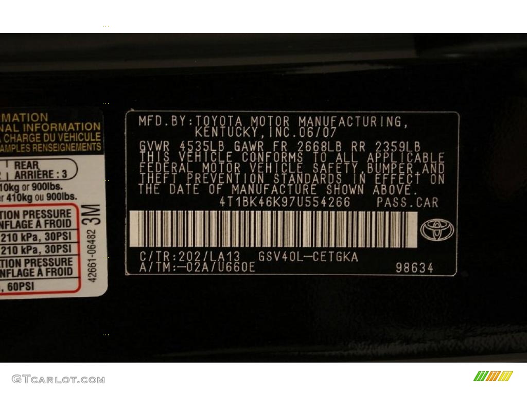 2007 Camry XLE V6 - Black / Bisque photo #29