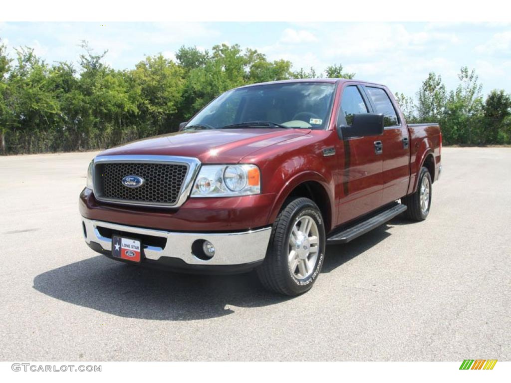 2006 F150 XLT SuperCrew - Dark Toreador Red Metallic / Tan photo #8