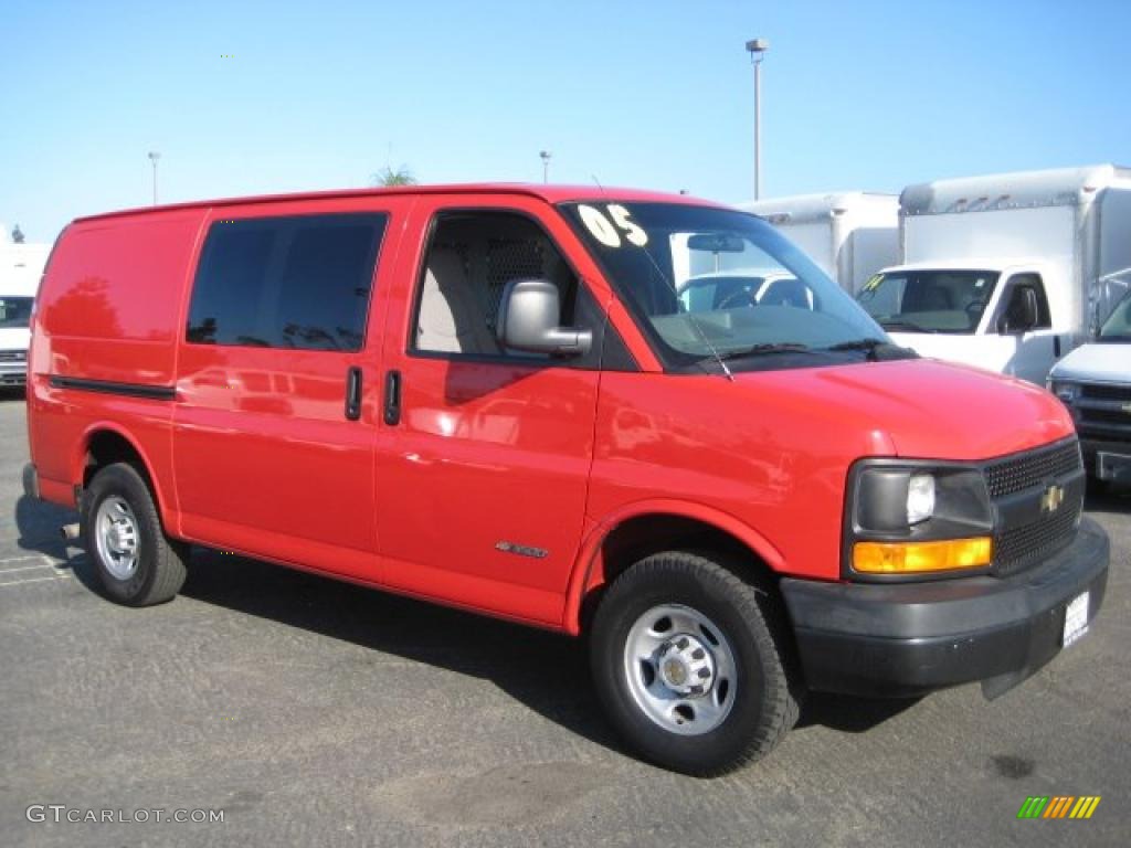 2005 Express 3500 Commercial Van - Victory Red / Medium Dark Pewter photo #1