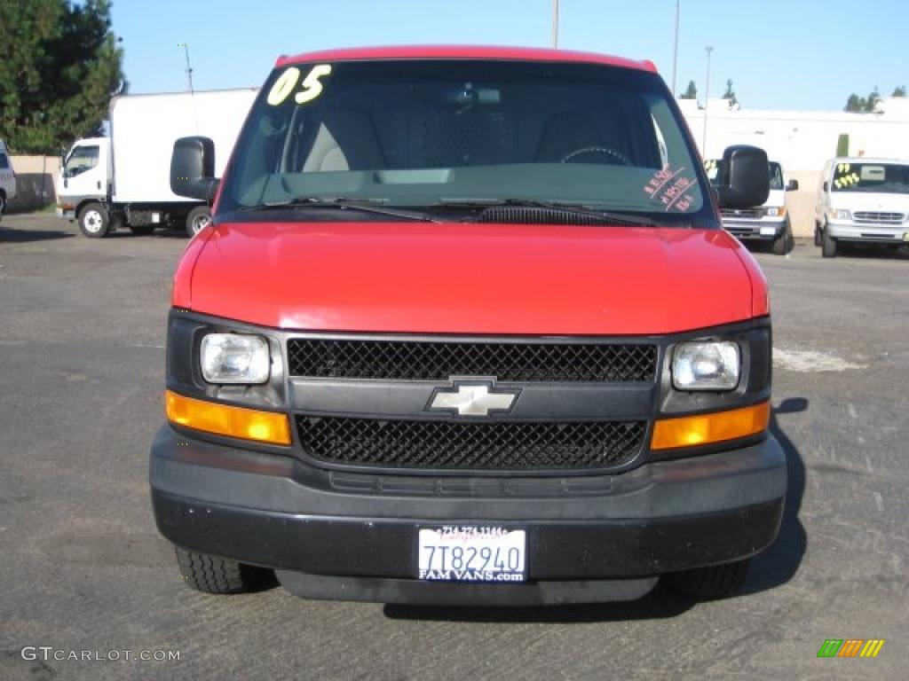 2005 Express 3500 Commercial Van - Victory Red / Medium Dark Pewter photo #2