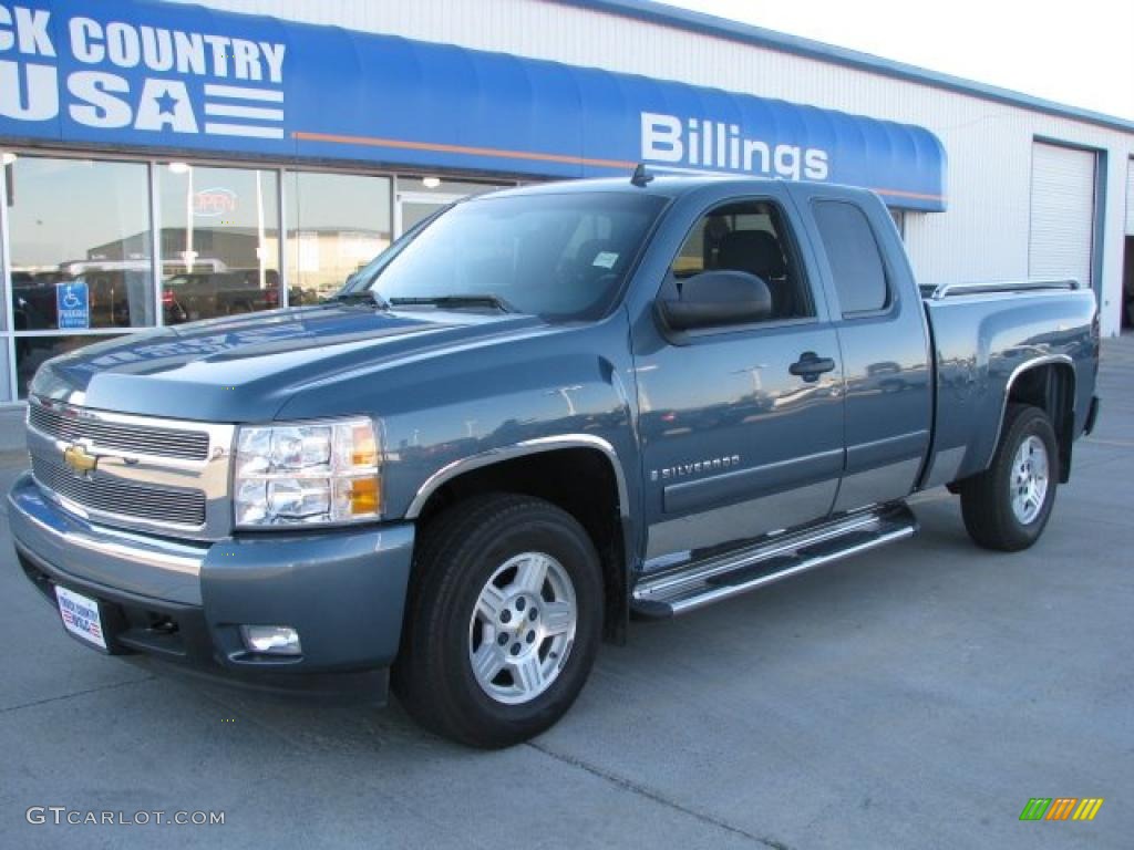 2008 Silverado 1500 LT Extended Cab - Blue Granite Metallic / Dark Titanium photo #2