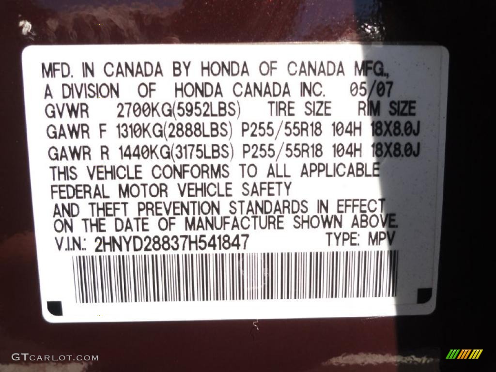 2007 MDX Sport - Dark Cherry Red Pearl / Parchment photo #17
