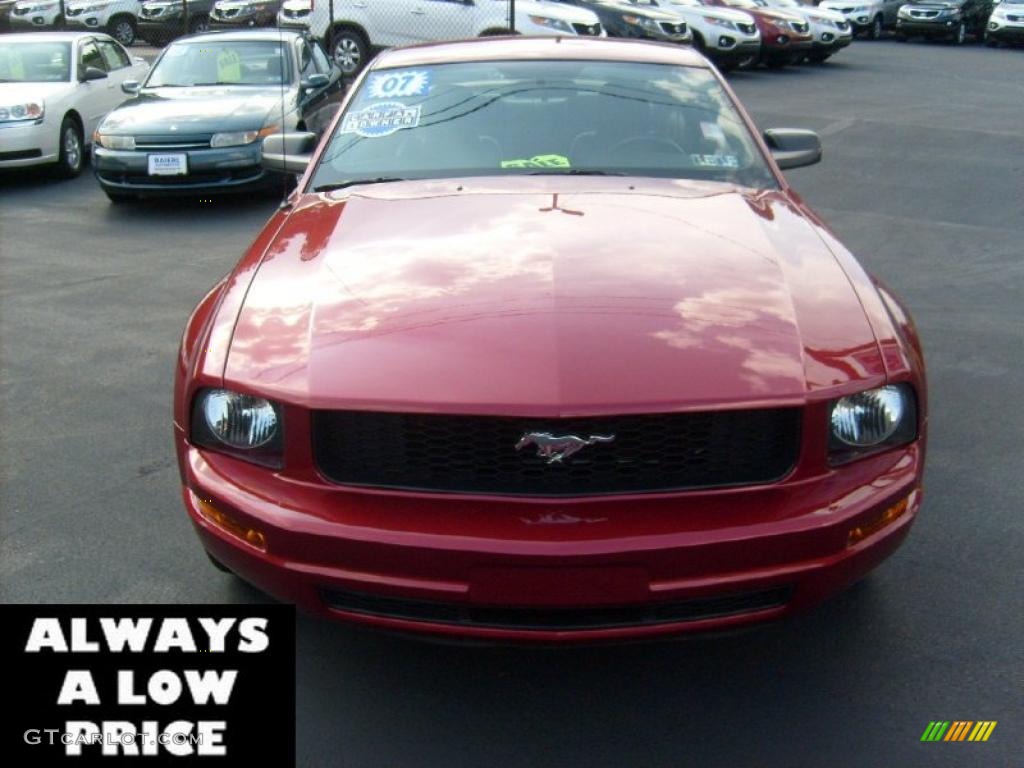 2007 Mustang V6 Premium Coupe - Redfire Metallic / Dark Charcoal photo #2
