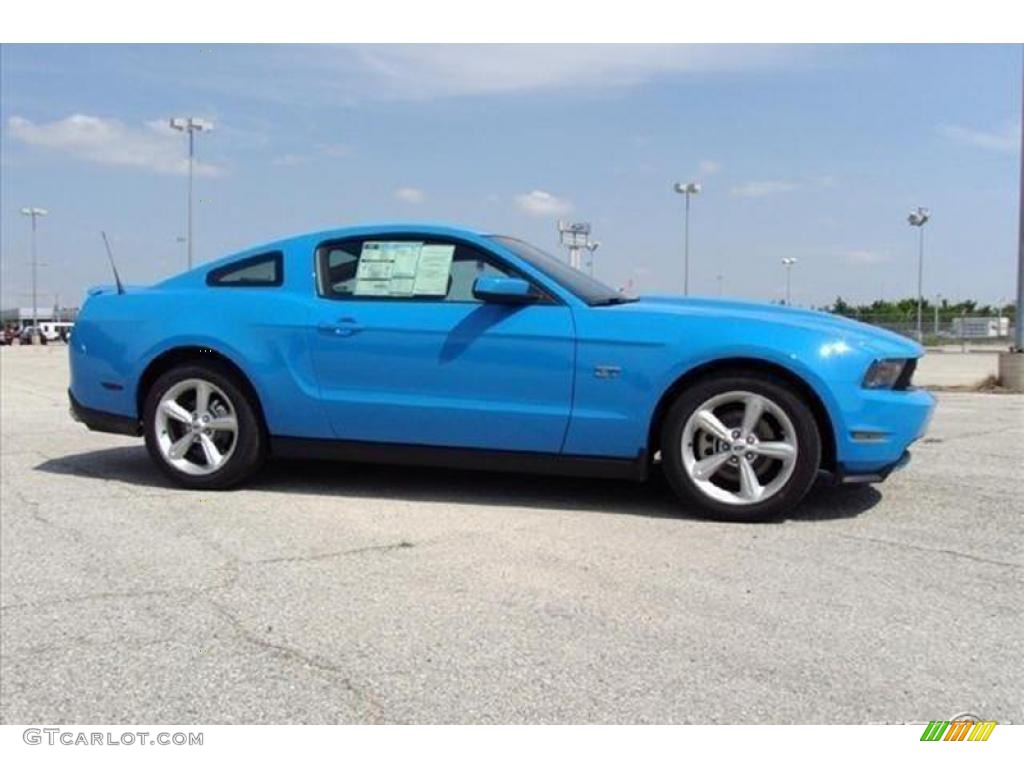 2010 Mustang GT Premium Coupe - Grabber Blue / Charcoal Black/Grabber Blue photo #45