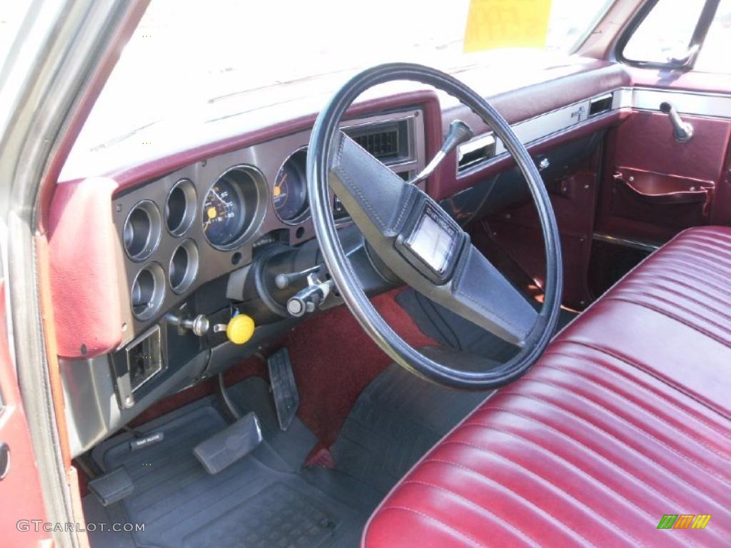 Burgundy Interior 1986 Chevrolet C/K C20 Custom Deluxe Regular Cab Photo #35625481