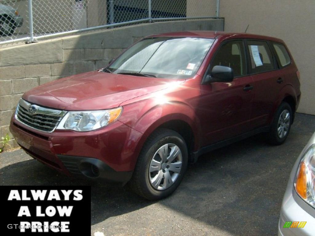 2009 Forester 2.5 X - Camellia Red Pearl / Black photo #1