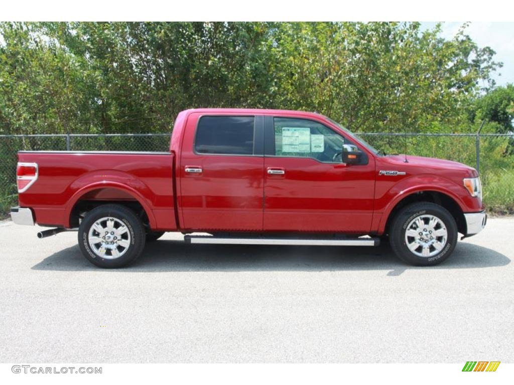 2010 F150 Lariat SuperCrew - Red Candy Metallic / Tan photo #2