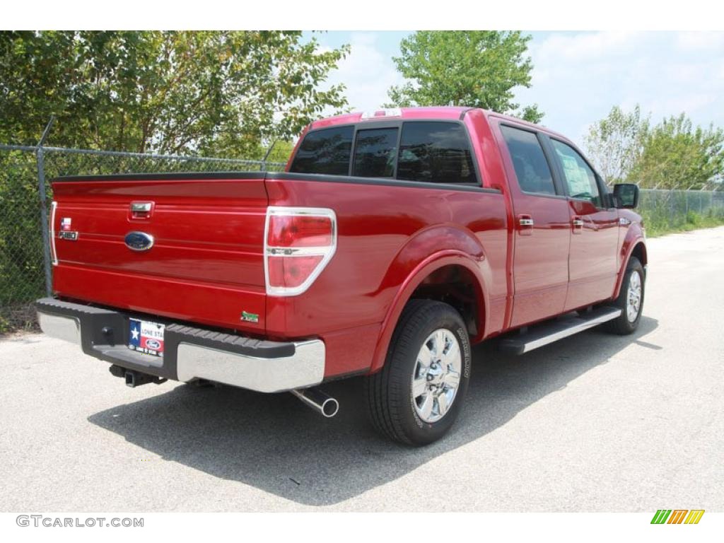 2010 F150 Lariat SuperCrew - Red Candy Metallic / Tan photo #3