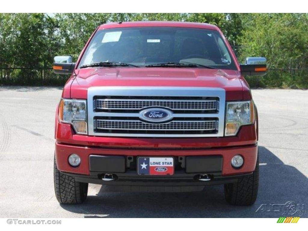 2010 F150 Platinum SuperCrew 4x4 - Red Candy Metallic / Sienna Brown Leather/Black photo #2