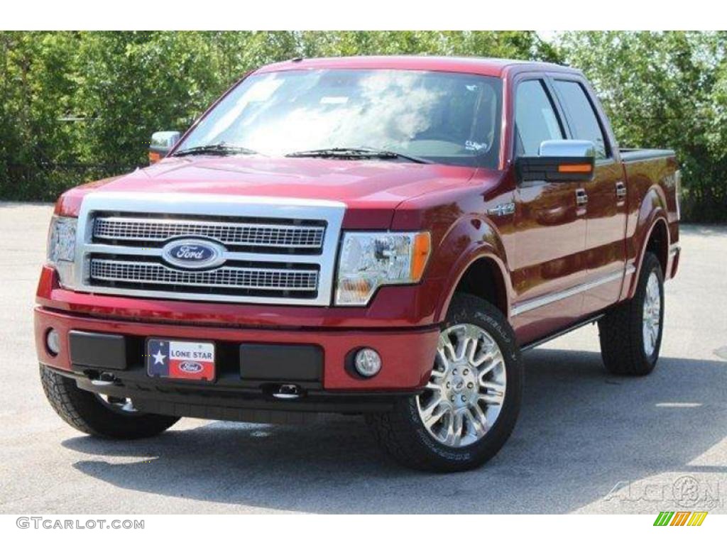 2010 F150 Platinum SuperCrew 4x4 - Red Candy Metallic / Sienna Brown Leather/Black photo #3