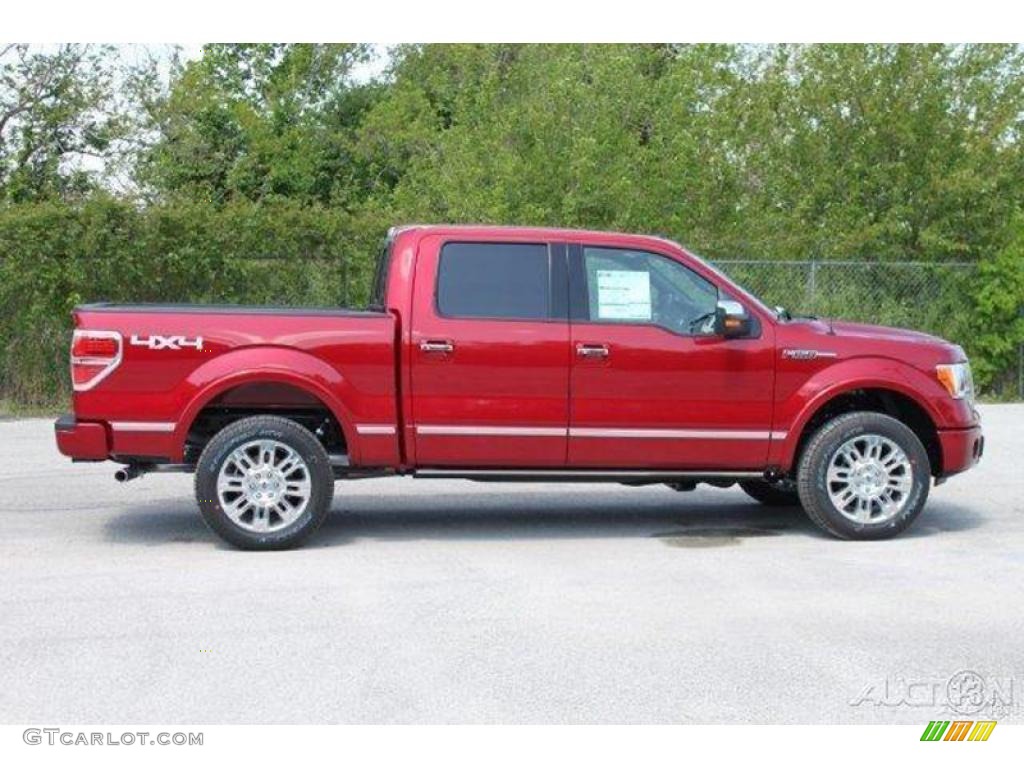 2010 F150 Platinum SuperCrew 4x4 - Red Candy Metallic / Sienna Brown Leather/Black photo #9