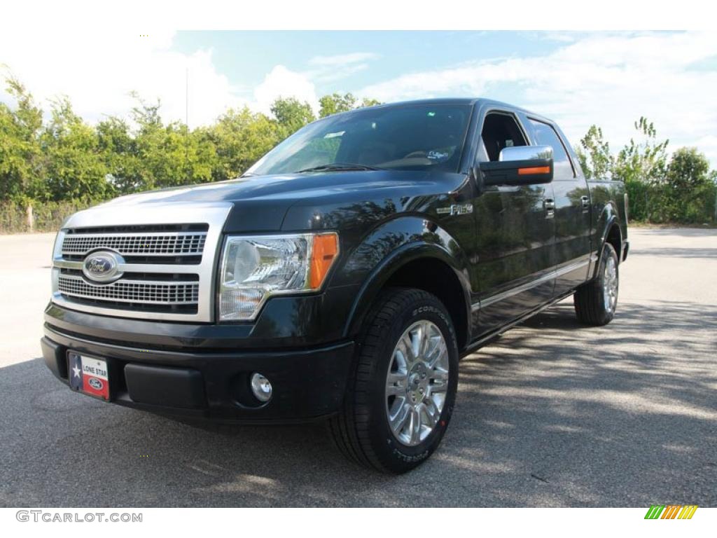 2010 F150 Platinum SuperCrew - Tuxedo Black / Sienna Brown Leather/Black photo #8