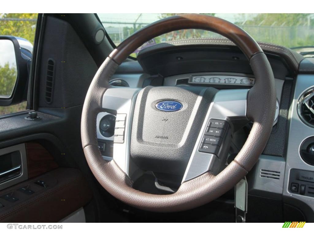 2010 F150 Platinum SuperCrew - Tuxedo Black / Sienna Brown Leather/Black photo #16