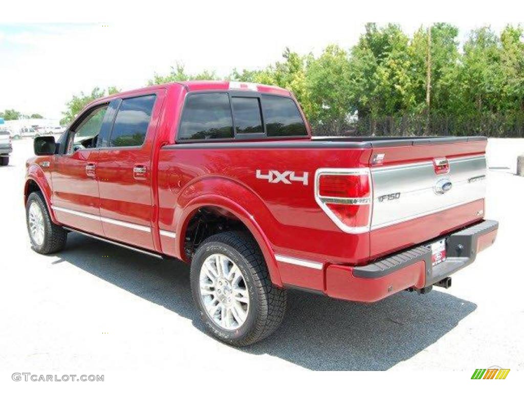 2010 F150 Platinum SuperCrew 4x4 - Red Candy Metallic / Medium Stone Leather/Sienna Brown photo #3