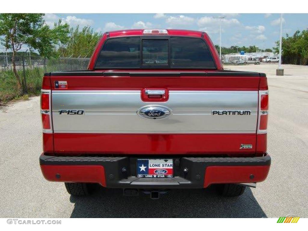 2010 F150 Platinum SuperCrew 4x4 - Red Candy Metallic / Medium Stone Leather/Sienna Brown photo #4