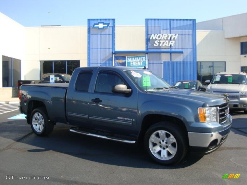 2008 Sierra 1500 SLE Extended Cab 4x4 - Stealth Gray Metallic / Ebony photo #1