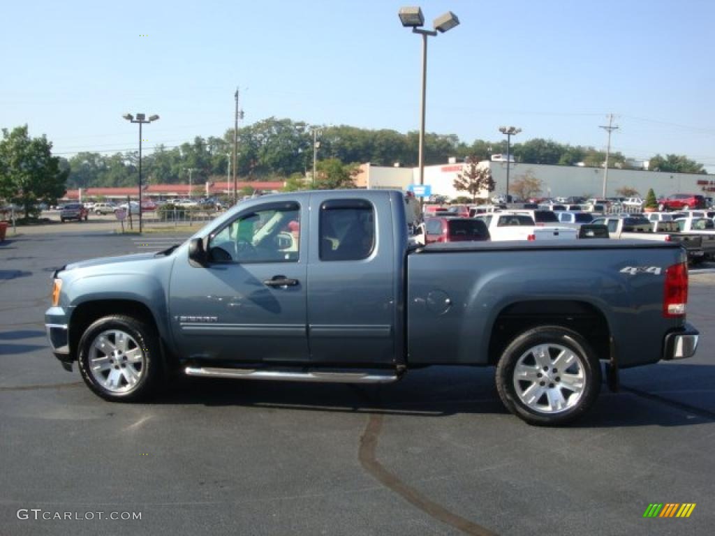 2008 Sierra 1500 SLE Extended Cab 4x4 - Stealth Gray Metallic / Ebony photo #6