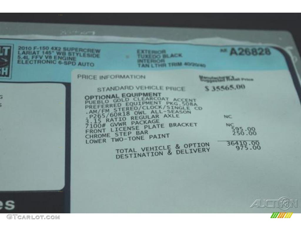 2010 F150 Lariat SuperCrew - Tuxedo Black / Tan photo #38