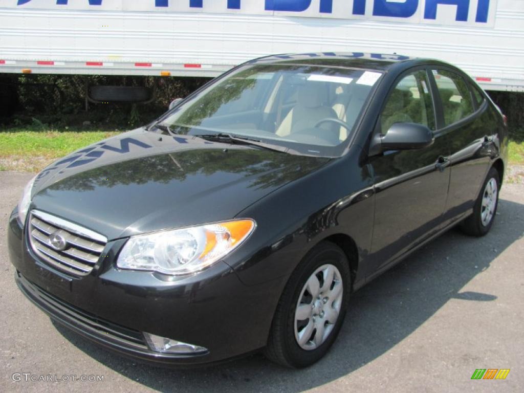 2009 Elantra GLS Sedan - Black Pearl / Beige photo #1