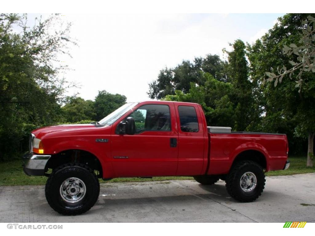 2000 F250 Super Duty Lariat Extended Cab 4x4 - Red / Medium Parchment photo #3