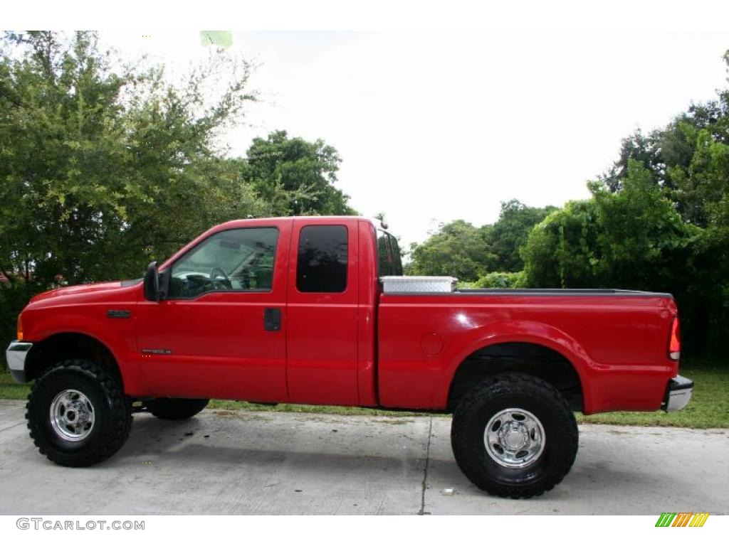 2000 F250 Super Duty Lariat Extended Cab 4x4 - Red / Medium Parchment photo #4