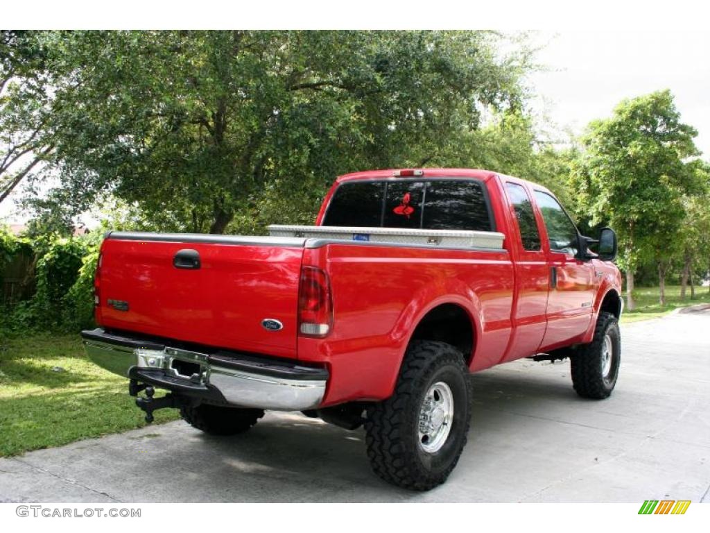 2000 F250 Super Duty Lariat Extended Cab 4x4 - Red / Medium Parchment photo #9