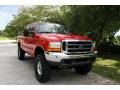 2000 Red Ford F250 Super Duty Lariat Extended Cab 4x4  photo #13
