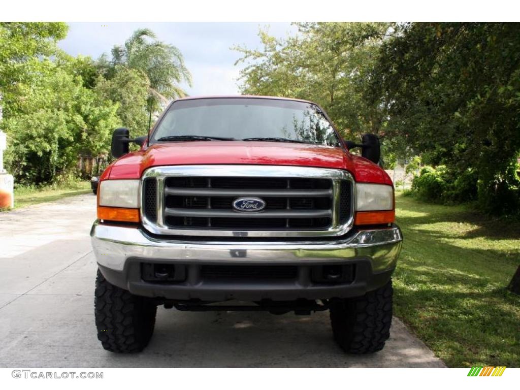 2000 F250 Super Duty Lariat Extended Cab 4x4 - Red / Medium Parchment photo #14
